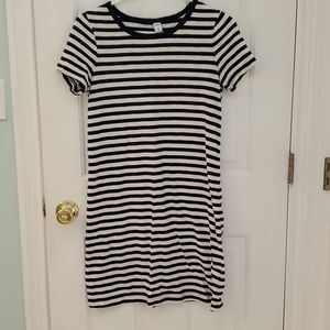 Blue & white striped shift dress